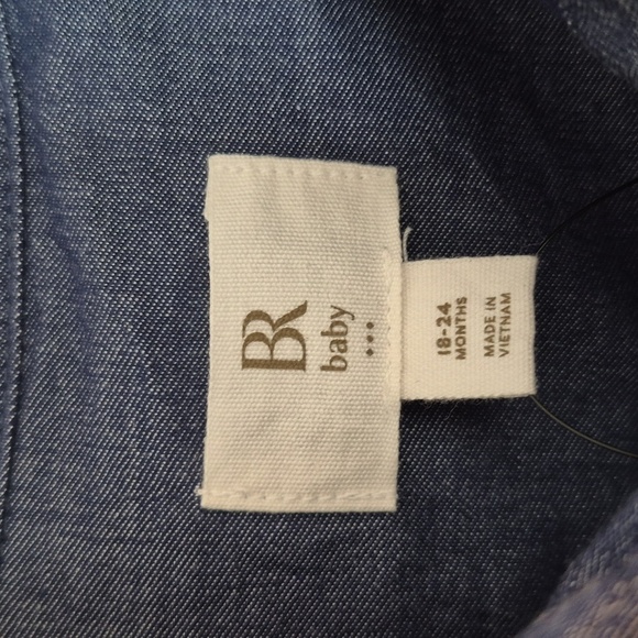 NWT Banana Republic Baby Denin Chambray Dress Flair Skirt Puff Sleeve Size 18-24 - Picture 6 of 9